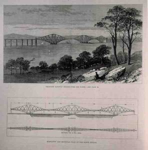 Opstand en doorsnede van de Forth Bridge, Edinburgh door English School